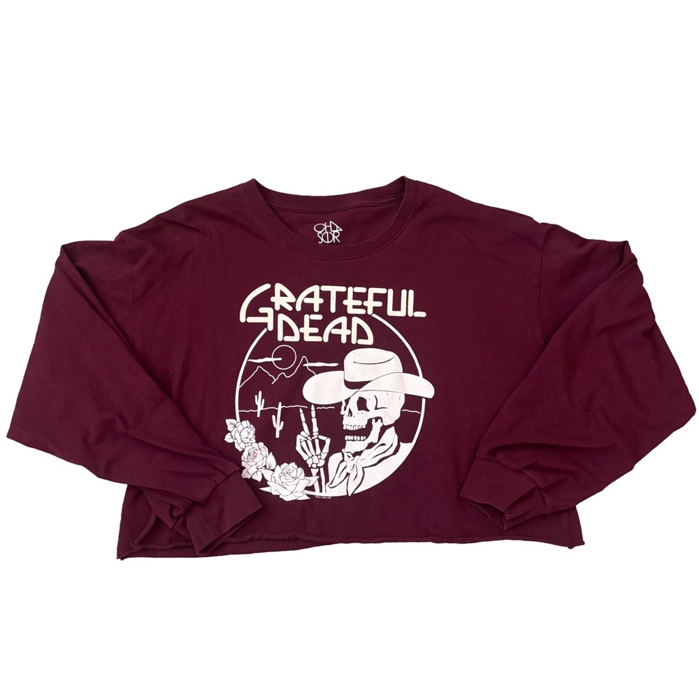 Chaser Women’s Grateful Dead Desert Skeleton Long Sleeve Purple Cropped Size M